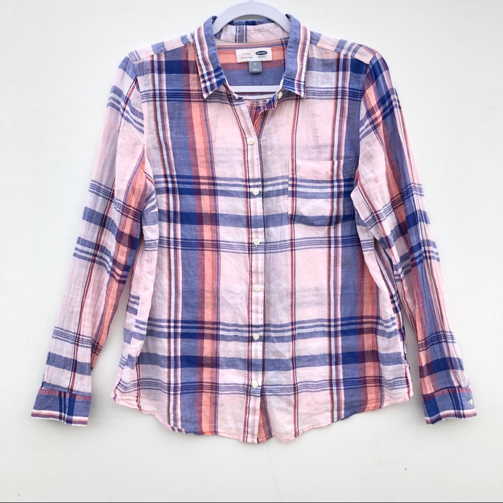 Old Navy Classic Plaid Button Down Size M